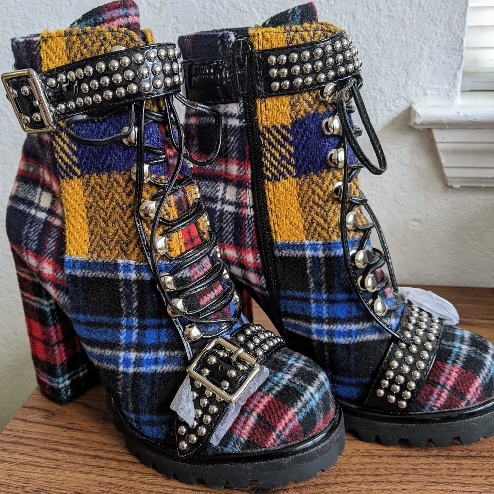 Jeffrey Campbell Multicolor Plaid Ankle Boots